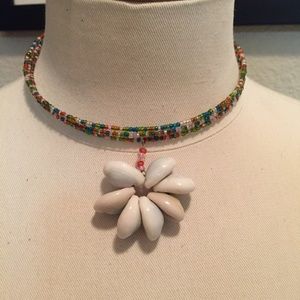Fun colorful boho choker with shells